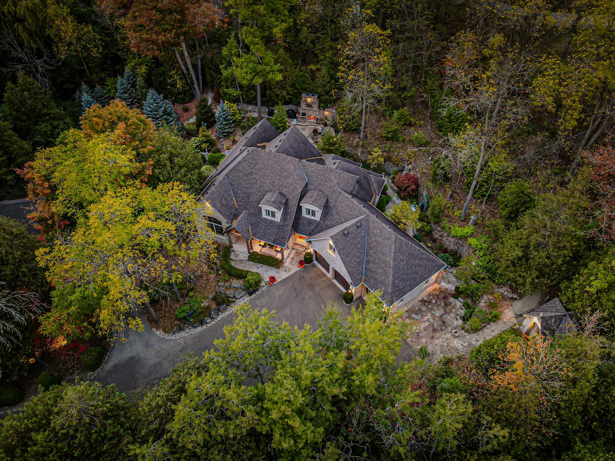 Aerial twilight view of 198 Pasmore St